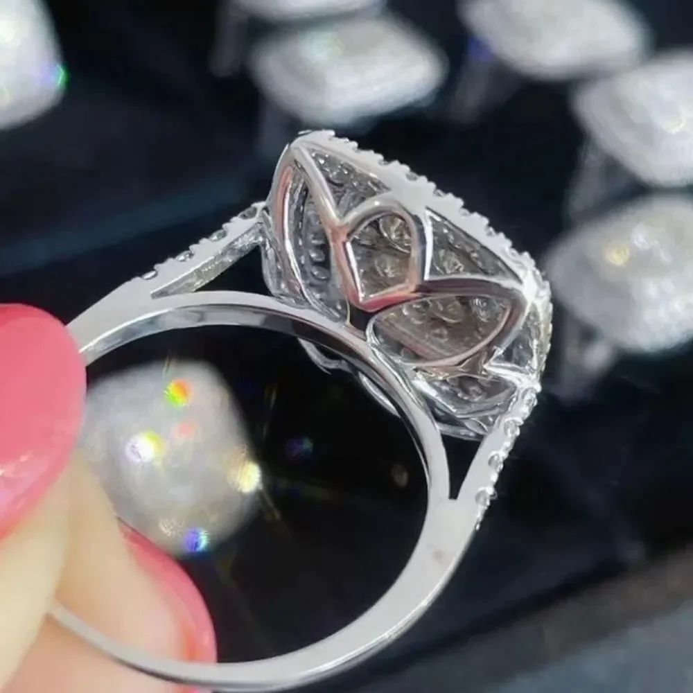 SILVER ENGAGEMENT DIAMOND RING - Picture 3 of 5